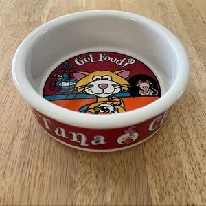 Vintage USA Pottery Cat Food Bowl